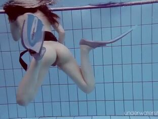 Cheh mind-blowing ginger-haired swimming bare